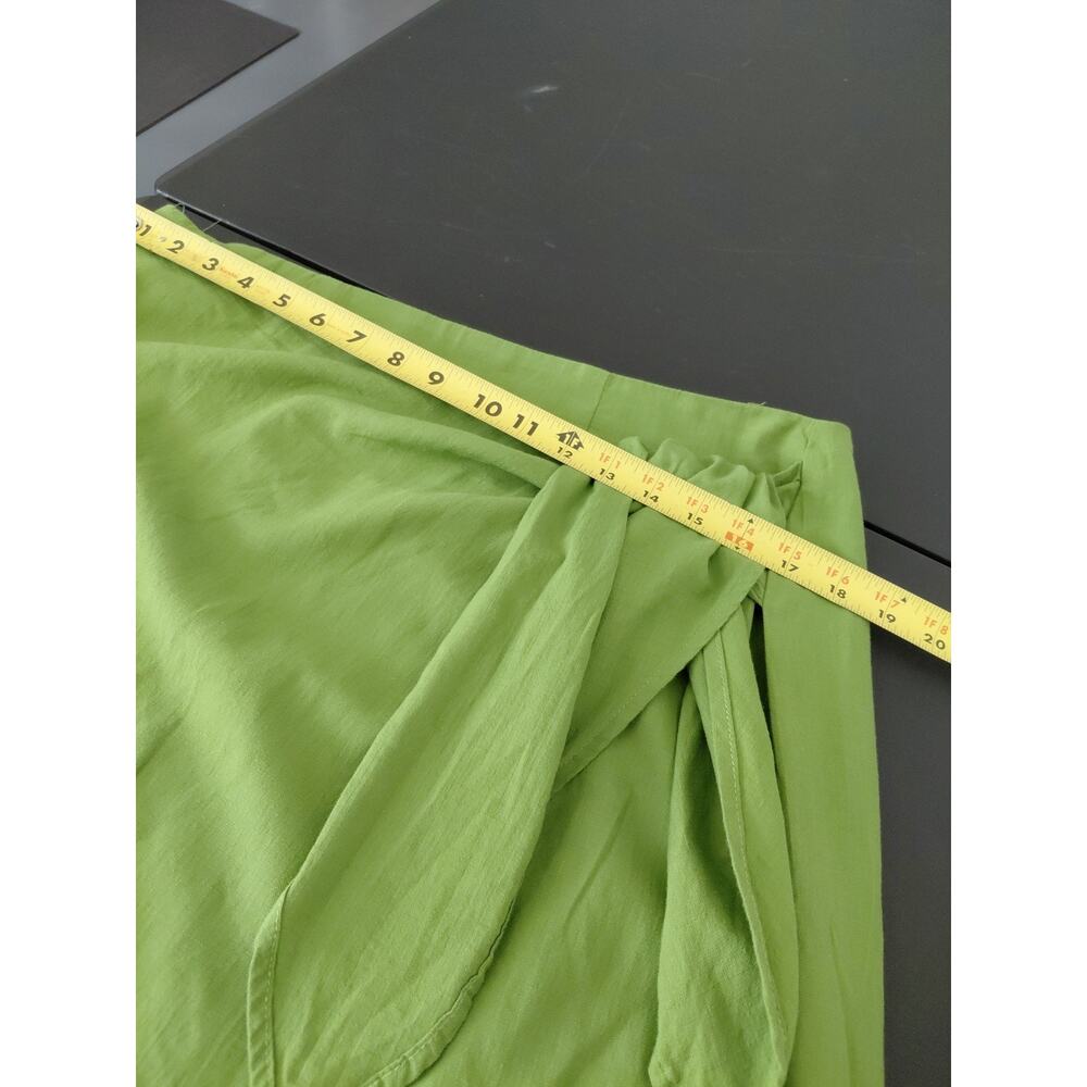 H&M Skirt Maxi Real Wrap Skirt MEDIUM 100% Cotton Lime Green Spring Summer Boho - Picture 9 of 13